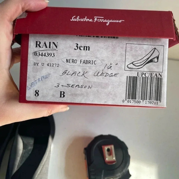 Ferragamo Nero Rain microfiber wedges size 8 EUC with Box! - Picture 9 of 11